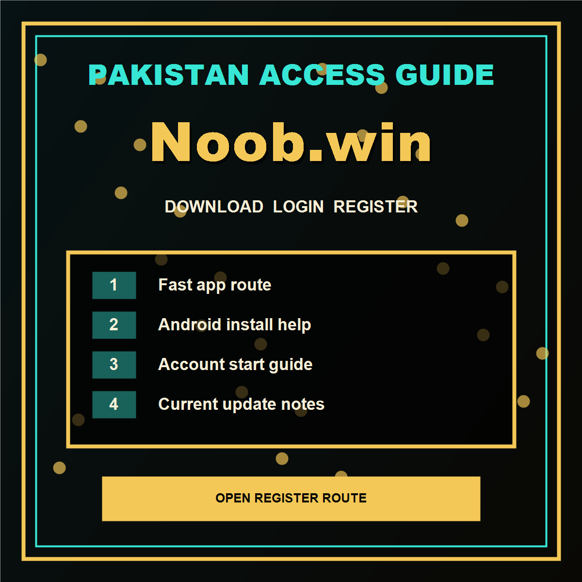 Noob.win Pakistan login and register route visual